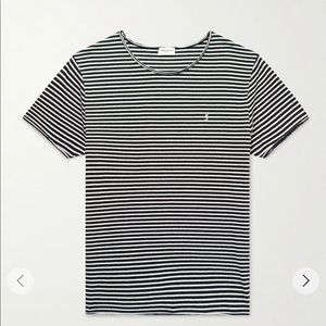 SAINT LAURENT STRIPE LINEN COTTON T-SHIRT